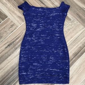 Junior blue metallic dress